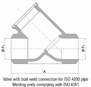 Welding ends for piston valves made of stainless steel ISO4200