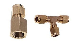 Compression fittings made of yellow brass