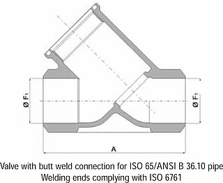 Welding ends for piston valves made of stainless steel ISO6761